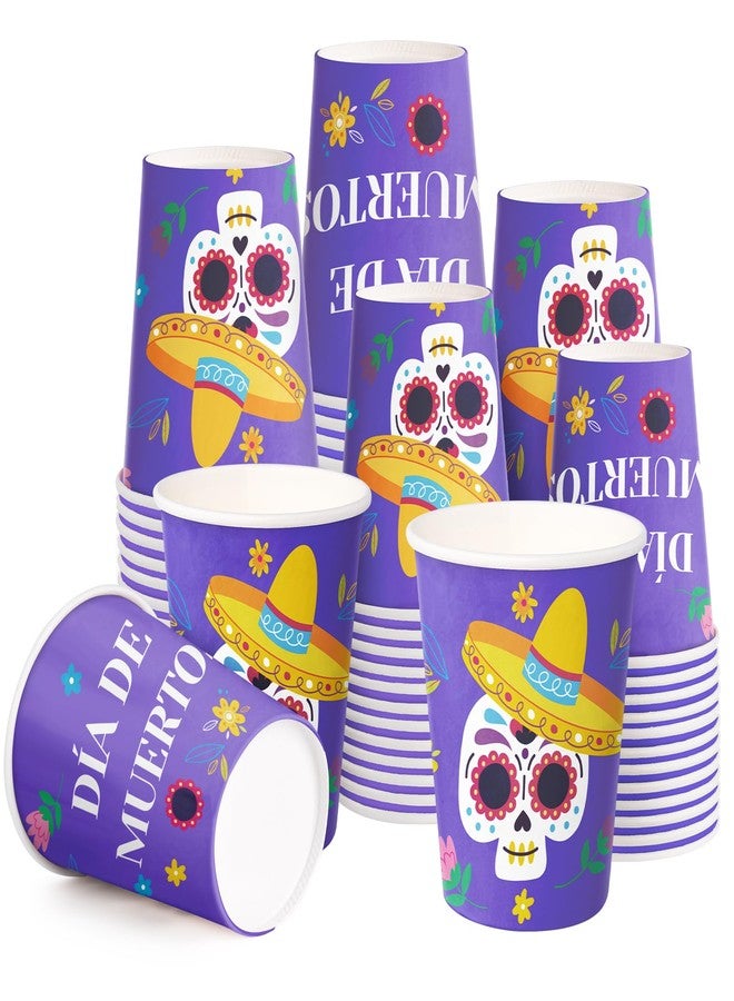 أكواب ورقية من راباهوليك، ٥٠ قطعة، بتصميم يوم الموتى - أكواب زرقاء اللون سعة ٩ أونصات، أكواب قهوة، أكواب للمشروبات الساخنة والباردة، مثالية للماء والعصير، للاستخدام المنزلي والمكتبي ولحفلات الأطفال - Image 1